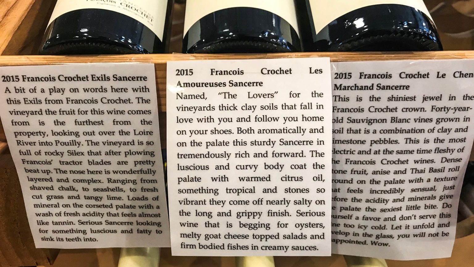 The Wine Country shelf talker