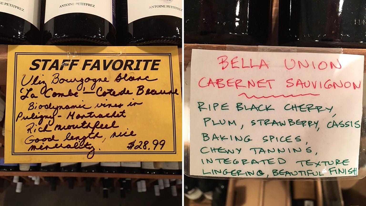 The Wine House shelf talker