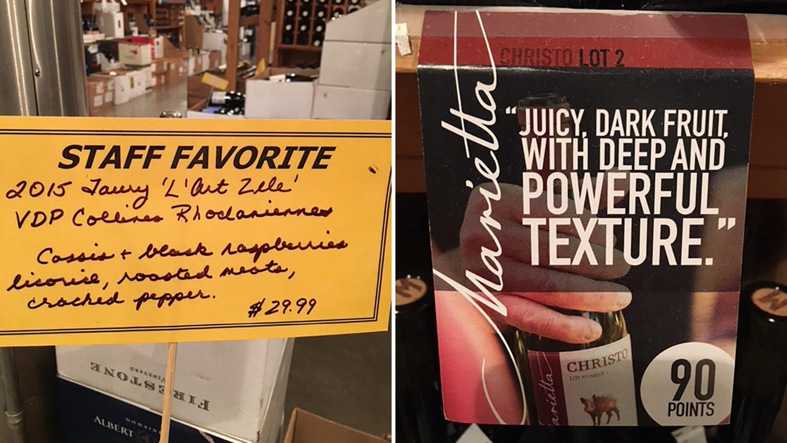 The Wine House shelf talker