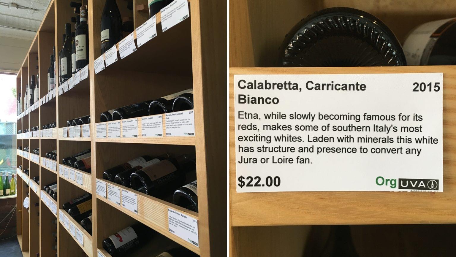 Uva Wines & Spirits shelf talkers