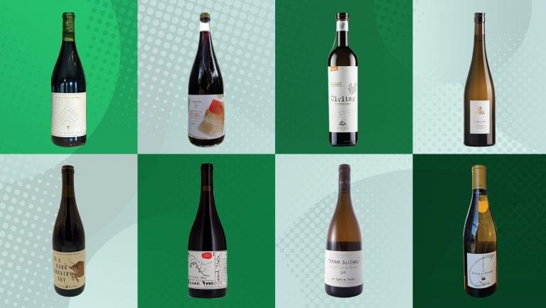 A block collage of the organic wine selection