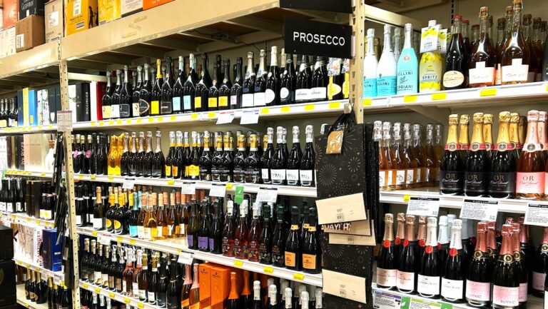 A Prosecco display shelf at Gary's in Barnardsville, New Jersey.